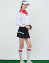 Women's A-Line skirt with side pleats, in black.
