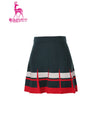 Women's A-line skirt, with white and red accents, in green.