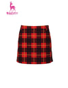 Women's A-Line skort, in red and plaid print.