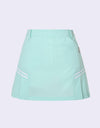 Women's A-Line skirt with side pleat, in green.
