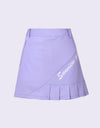 Women's A-Line skirt in purple, with side pleats.