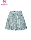 Women's green pleated skirt, in all-over floral print
