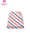 Women's white A-Line skirt, with candy stripes, embroidered scallop hem. 