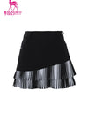 Women's A-Line skirt, with black and white pleated hem.