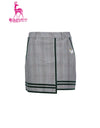 Women's A-line skirt, in gray and plaid print.