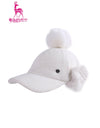 Women's winter cap with plush lining, in white.