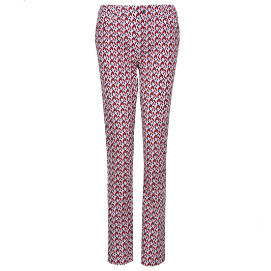 Women's slim pants, in hountstooth and geo mixed print.