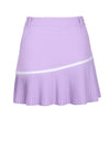 Women's A-Line skirt with pleated hem, in purple.