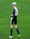 Women shorts, in balck and white color blocking.