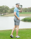 Men's plaid shorts, in grey.