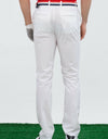 Men's straight pants, in white.