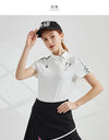 SVG Golf 23 spring new women's white checked lettering printed short-sleeved t-shirt lapel suit jacket woman
