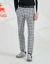 SVG Golf spring men's Black-and-white plaid printed stretch slim pants