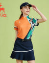 SVG Golf 23 spring and summer new women's color printed short-sleeved T-shirt zipper stand collar blazer women's sports suit