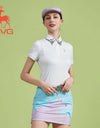 SVG Golf Women White Embroidered Collar Short-sleeved Polo Shirt