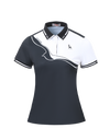 SVG Golf 23 New SS Women's Black and white Monochrome Short-sleeved polo shirt