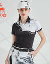 SVG Golf Women's Black and white Monochrome Short-sleeved Polo Shirt
