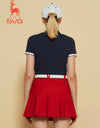 SVG Women's Navy Blue Printed Short-sleeved Lapel Polo Shirt