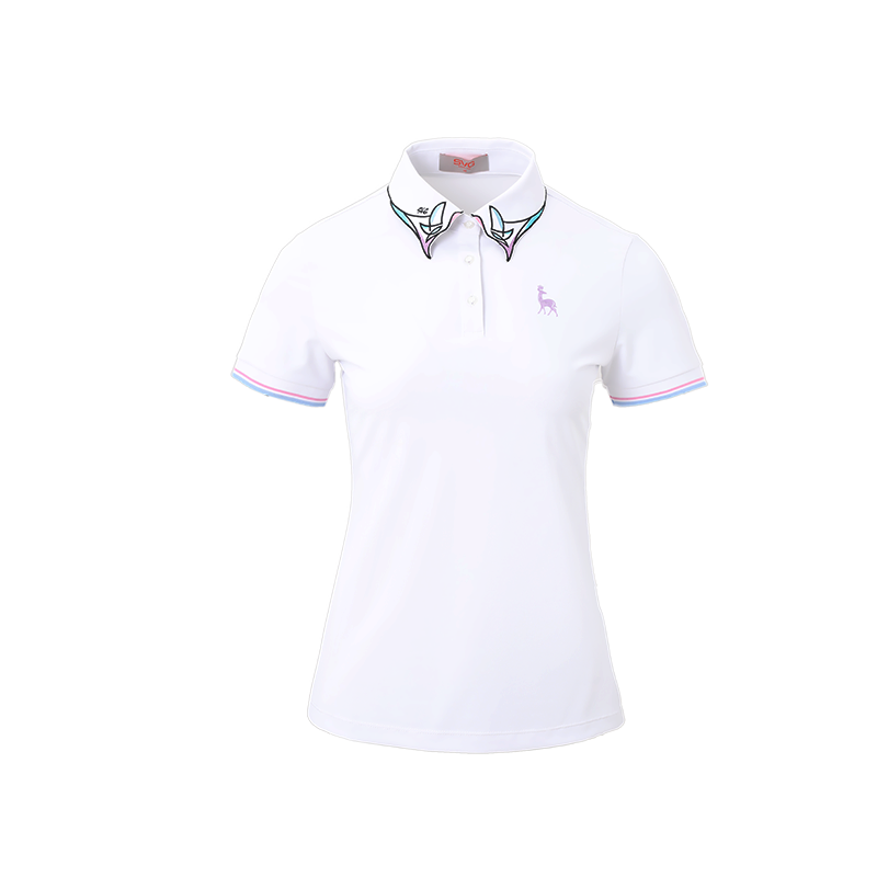 SVG Golf Women White Embroidered Collar Short-sleeved Polo Shirt