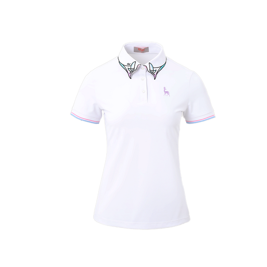 SVG Golf Women White Embroidered Collar Short-sleeved Polo Shirt