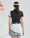 SVG Golf 23 New SS Women's Black and white Monochrome Short-sleeved polo shirt