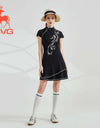 SVG Golf 23 SS New Women's Black Printed Cheongsam Ruffled Golf Dress
